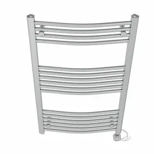 Right Radiators Prefilled Thermostatic Electric Heated Towel Rail Curved Ladder Warmer Rads - Chrome 1000x600 mm