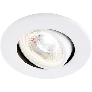 2 PACK Recessed Tiltable Ceiling Downlight - 8.5W Cool White LED - Matt White