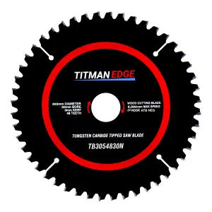 Titman Edge  TCT Medium Finish Mitre Saw Crosscutting Saw Blade 305mm, 30mm, 48 Tooth - TB3054830N