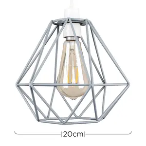 ValueLights Diablo Grey Ceiling Pendant Shade and B22 Pear LED 4W Warm White 2700K Bulb