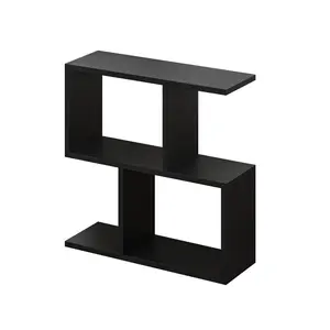 Barbara Side Table Modern 2-Tier Design with Storage Compartments Matte Black