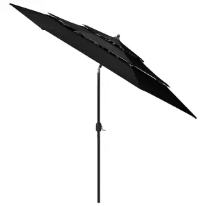 Berkfield 3-Tier Parasol with Aluminium Pole Black 3 m