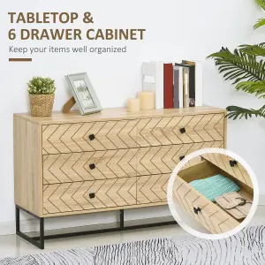 HOMCOM Chest Of 6 Drawers Storage Unit 71x120cm Unique Zigzag Design Anti tip