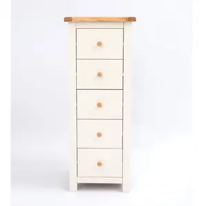 Maggiori 5 Drawer Narrow Chest of Drawers Wood Knob