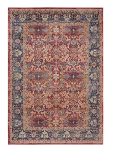 Red Traditional Persian Easy to Clean Floral Rug For Bedroom Dining Room Living Room -239cm X 300cm