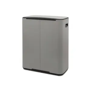 Brabantia Bo 30 Litre + 30 Litre Pedal Bin with Two Inner Buckets Mineral Concrete Grey