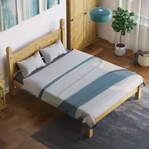 Vida Designs Corona 5ft King Size Solid Wood Bed Frame Distressed Waxed Pine, Low Foot End, 200 x 150cm