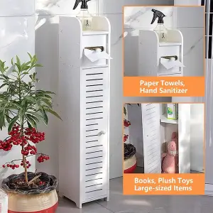 Waterproof Bathroom Cabinets Tall Slim Bathroom Storage Unit Bathroom Cabinets Freestanding, White 1 Drawers Home Toilet Cupboard