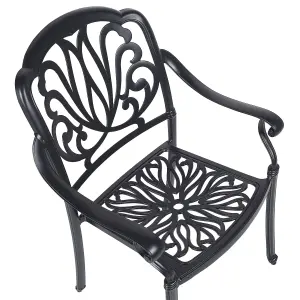 Set of 4 Garden Chairs with Cushions ANCONA Metal Black