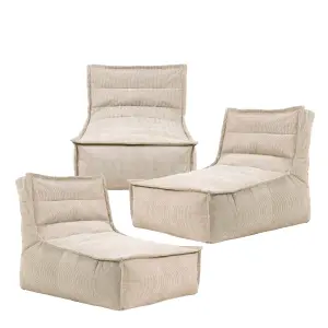 icon Otto Natural Corduroy Lounger Set of 3 Bean Bag Chair