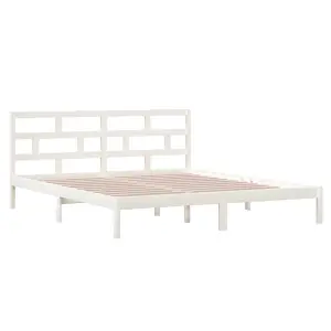 Berkfield Bed Frame White Solid Wood 135x190 cm 4FT6 Double