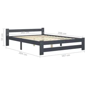 Berkfield Bed Frame Dark Grey Solid Pine Wood 160x200 cm