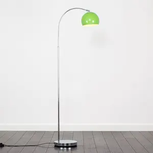 Derosier 152cm Arched Floor Lamp Chrome / Green