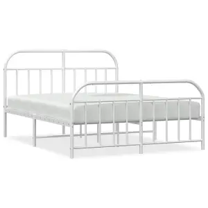 Berkfield Metal Bed Frame with Headboard and Footboard White 183x213 cm