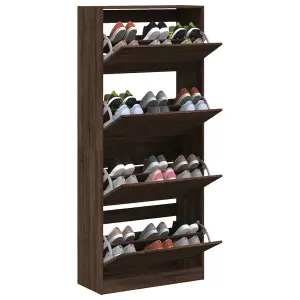 Berkfield Shoe Cabinet with 4 Flip-Drawers Brown Oak 80x34x187.5 cm