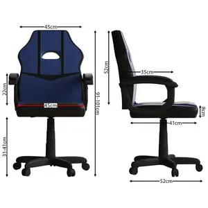 Latitude Run Muskoka Adjustable Ergonomic Faux Leather Swiveling PC & Racing Game Chair Blue