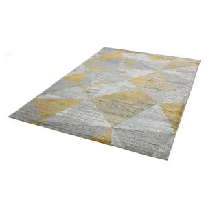 Yellow Chequered Geometric Modern Easy to clean Rug for Bed Room Living Room and Dining Room-120cm X 170cm