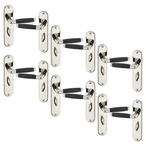 URBNLIVING 184mm Length 12 Pcs Cambridge Metal & Polished Nickel Lever Latch Bathroom Door Handles Set