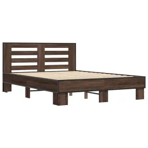 Berkfield Bed Frame without Mattress Brown Oak 135x190 cm Double