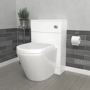 Nes Home Modern 500mm Back To Wall Rimless Toilet with WC Unit Gloss White