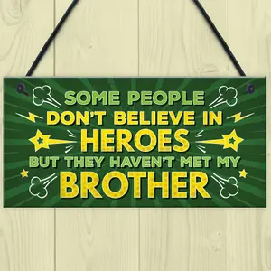 Red Ocean Brother My Hero Family Brother Gifts Novelty Funny Hanging Sign Plaque Gifts For Christmas Birthday