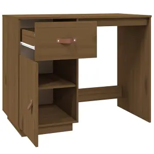 Berkfield Desk Honey Brown 95x50x75 cm Solid Wood Pine