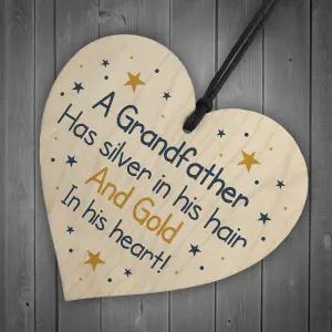 Red Ocean Novelty Gifts For Grandad Grandfather Wood Heart Gift For Birthday Fathers Day Christmas