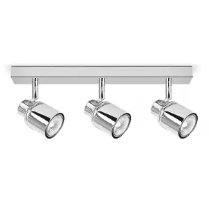 ValueLights Benton Modern Polished Chrome 3 Way Straight Bar Ceiling Spotlight