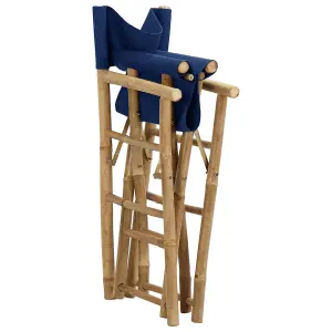 Berkfield Folding Director's Chairs 2 pcs Blue Bamboo and Fabric