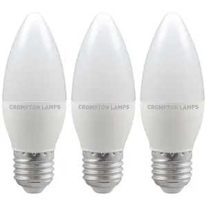 Crompton Lamps LED Candle 5W E27 Dimmable Warm White Opal (40W Eqv) (3 Pack)