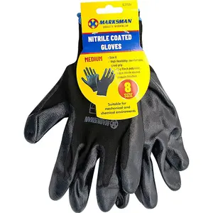 Set Of 12 Pairs Nitrile Coated Gloves Work Mechanic Builders Grip Gardening Medium