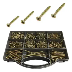 780 x Assorted Pozi Countersunk Screws, Goldstar Yellow Passivated Twin Thread