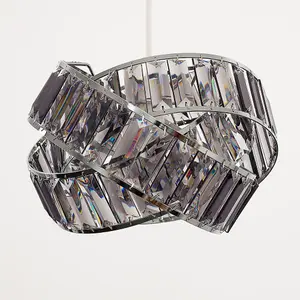 ValueLights Hudson Polished Chrome and Smoked Acrylic Jewel Intertwined Rings Design Ceiling Pendant Light Shade