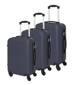 LUGGIT 3 Pcs Travel Lightweight Trolley Luggage Suitcase Set of 3 Sizes, ABS Shell - Parallel Line Golden