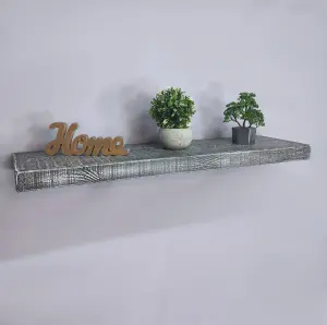 Handmade Wooden Rustic Floating Shelf 220mm Monochrome Length of 30cm