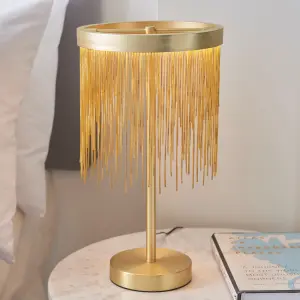 Zanita Brushed Gold with Gold Waterfall Effect Modern 1 Light Warm White LED Table Light