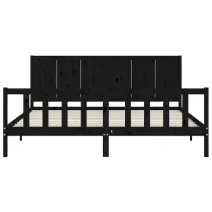 Berkfield Bed Frame with Headboard Black 200x200 cm Solid Wood