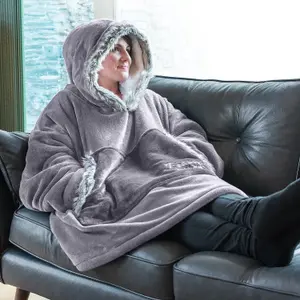 Snug Rug Eskimo - Lilac Grey Wearable Blanket Oversized Hoodie Blankets for Adults Hooded