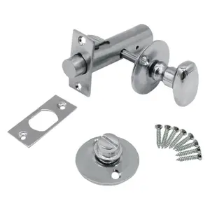 EAI - Bathroom Bolt Oval Thumb Turn & Release c/w Mortice Rack Bolt  - Satin Chrome