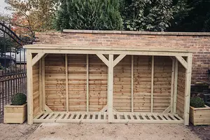 Super Heavy Duty Log Store - Timber - L60 x W360 x H180 cm - Minimal Assembly Required