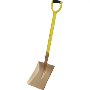 990mm Non-Sparking Square Shovel with Hardwood Shaft and Wide D Handle