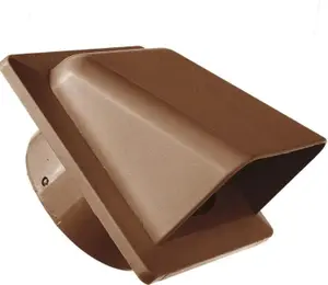 Brown External Vent Cover -100mm Hooded Cowl with Backdraft Shutter Ventilation Grill Plastic Cowled Vent Outlet Grille Hatch