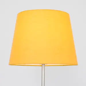 ValueLights Modern Floor Lamp In Brushed Chrome Metal Finish With Mustard Shade