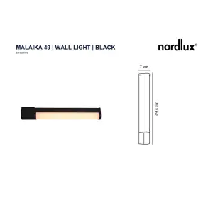 Nordlux Malaika 49 Indoor Bathroom Wall Light in Black (Height) 7cm