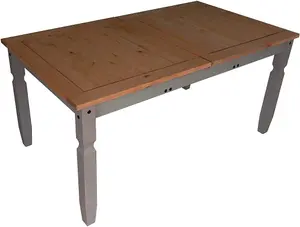 Mercers Furniture Corona Grey Wax Large Extending Dining Table Solid Pine with Mexican Styling