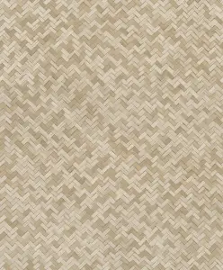 Galerie Eden Collection Beige Rattan Chevron Effect Wallpaper Roll