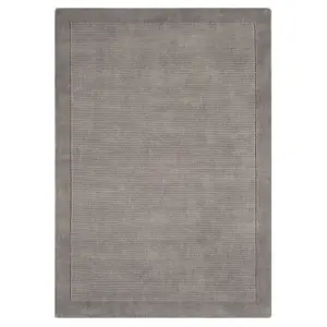 Grey Wool Handmade Plain Easy to Clean Rug For Bedroom Dining Room Living Room Rug-80cm X 150cm