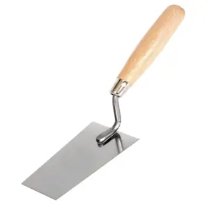 Toolty Bucket Trowel with Wooden Handle 160mm Stainless Steel for Scooping and Scraping Mortar Cement Plaster Masonry Brickwork