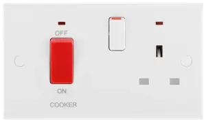 BG Gloss White Cooker switch & socket with neon