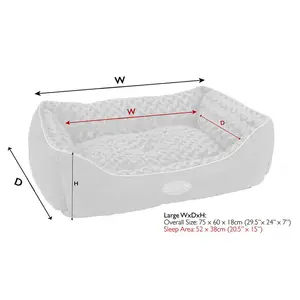 Wilton Polyester Pet Bed Black/White / 19cm H x 75cm W x 60cm D